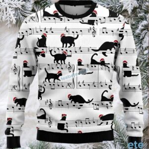 Black Cat Music Vacation Plus Size Ugly Christmas Sweater Black Cat Music Vacation Plus Size Ugly Christmas Sweater