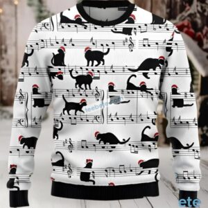 Black Cat Music Vacation Plus Size Ugly Christmas Sweater