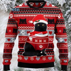Black Cat Santa Merry Christmas Cheap Ugly Christmas Sweater Black Cat Santa Merry Christmas Cheap Ugly Christmas Sweater