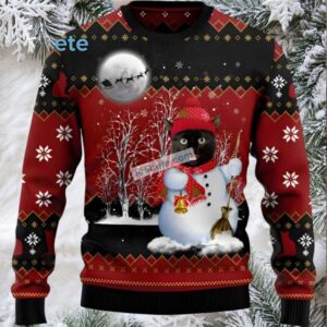 Black Cat Snowman Big And Tall Ugly Christmas Sweater Black Cat Snowman Big And Tall Ugly Christmas Sweater