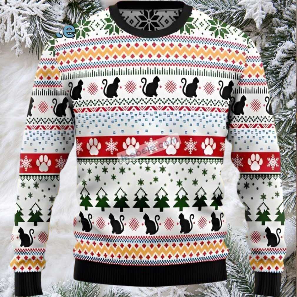 Black Cat Ugly Christmas Sweater Affordable Holiday Style Black Cat Ugly Christmas Sweater Affordable Holiday Style