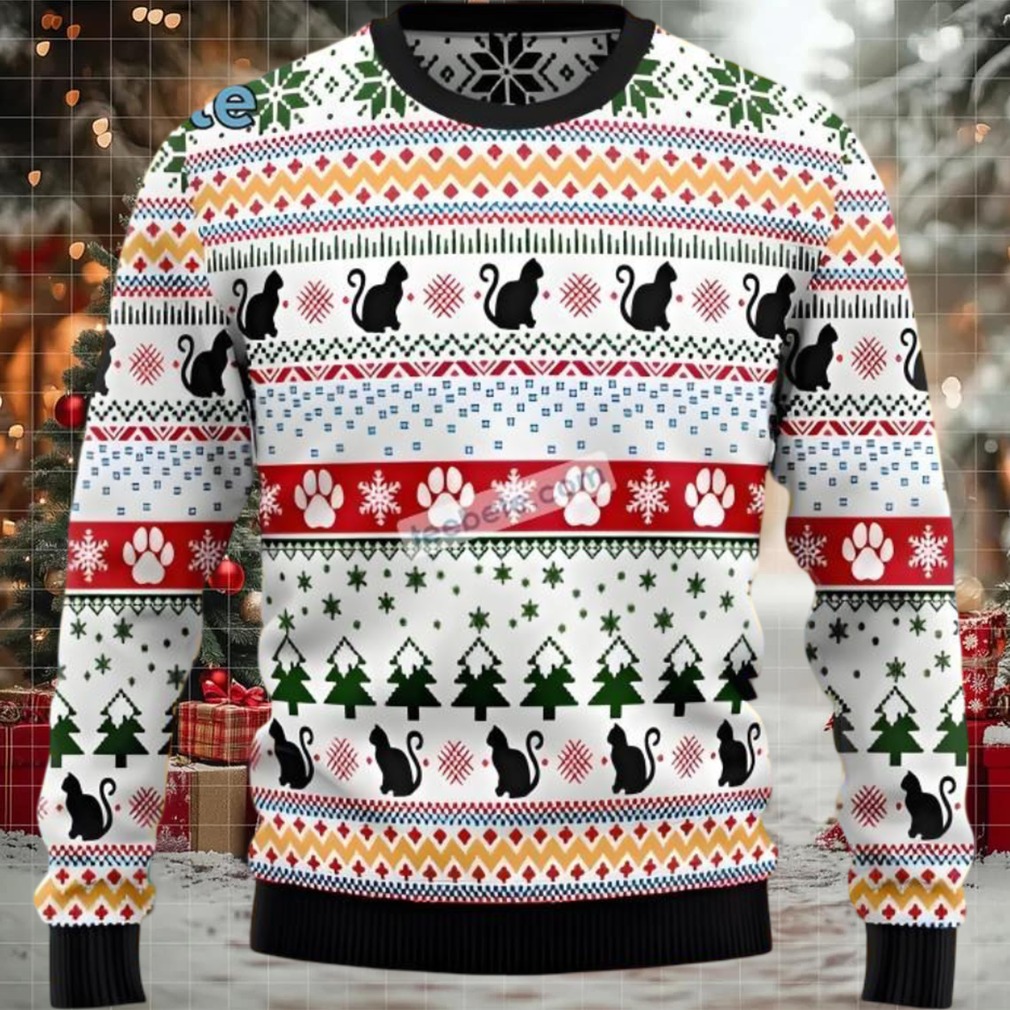 Black Cat Ugly Christmas Sweater Affordable Holiday Style Black Cat Ugly Christmas Sweater Affordable Holiday Style