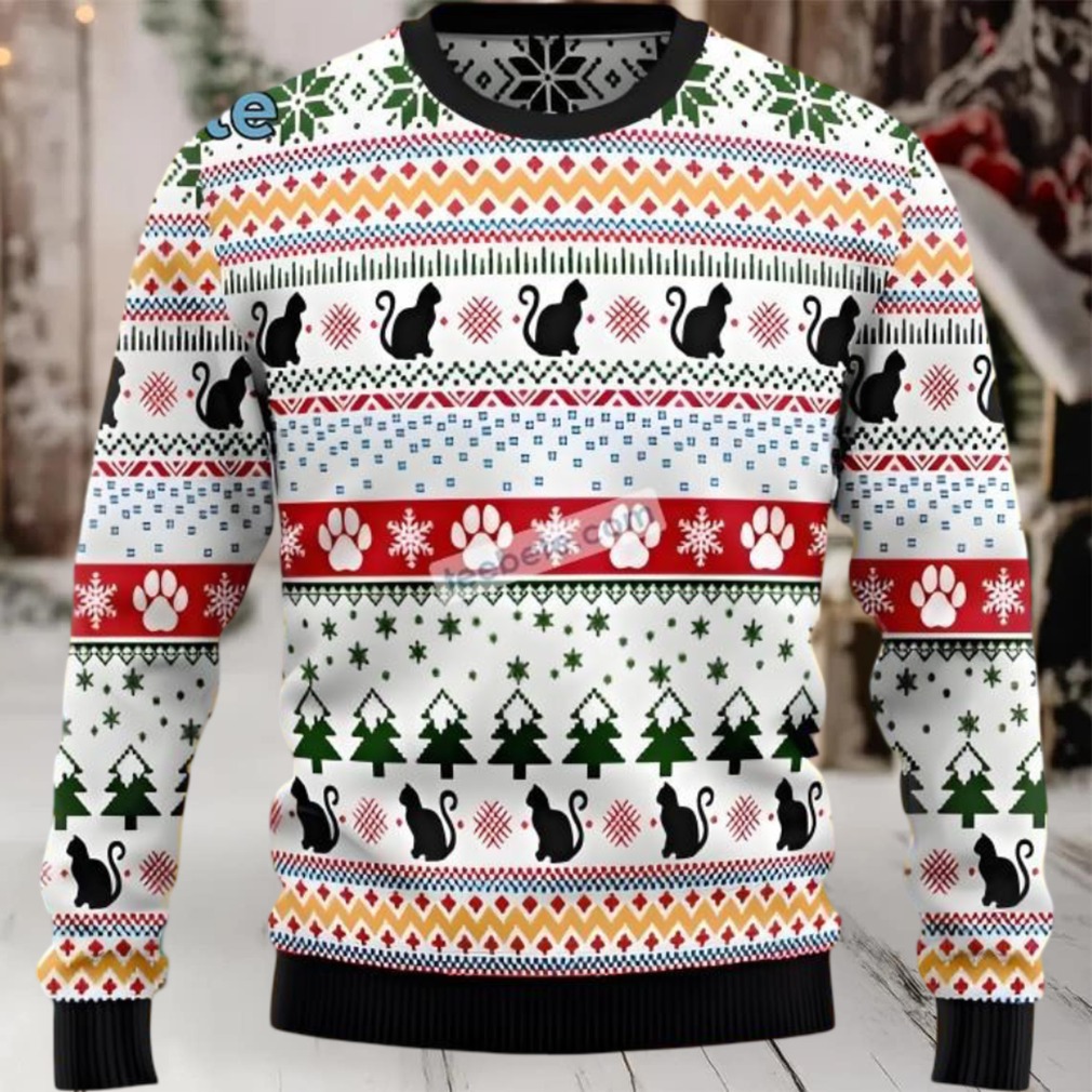 Black Cat Ugly Christmas Sweater Affordable Holiday Style Black Cat Ugly Christmas Sweater Affordable Holiday Style