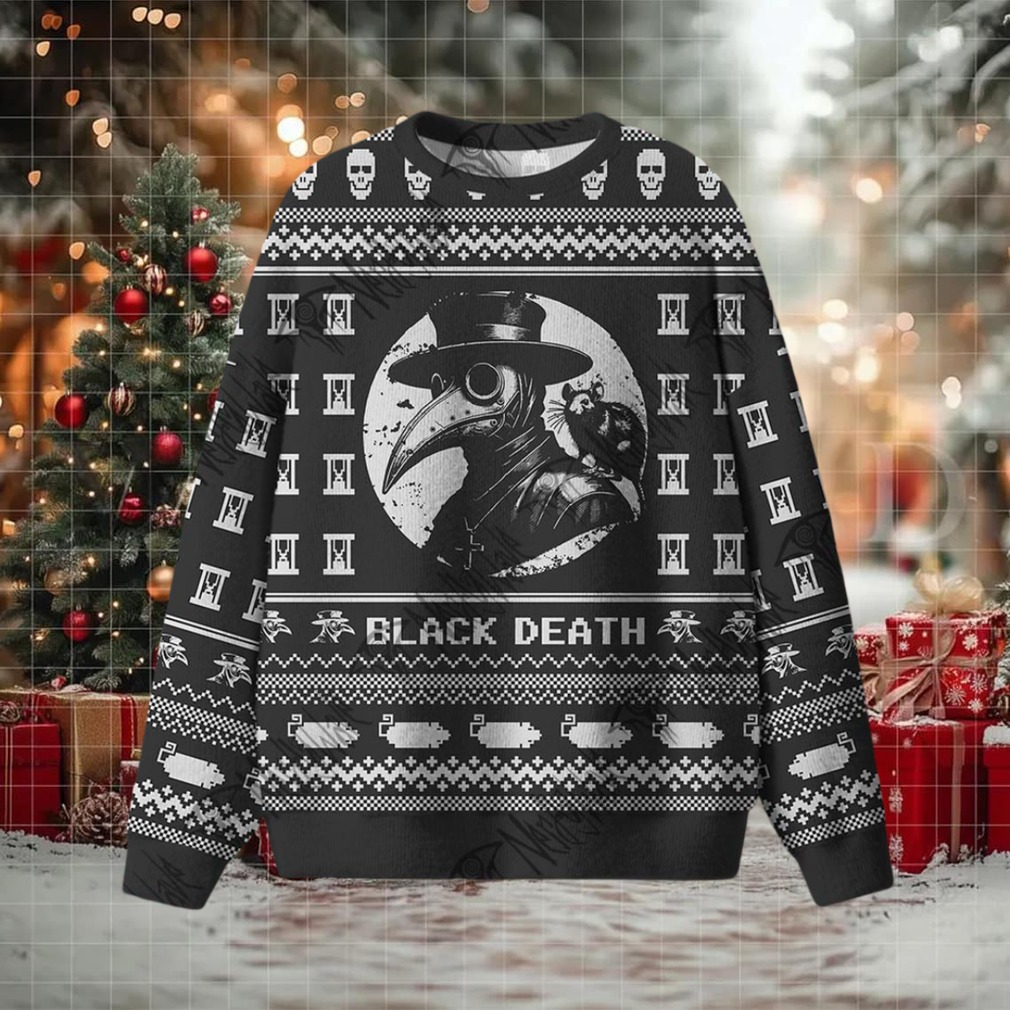 Black Death Ugly Sweatshirts featuring a medieval grim reaper design