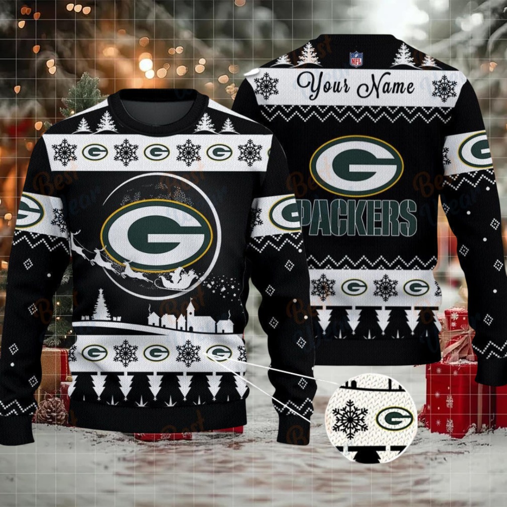 Black Green Bay Packers NFL Ugly Christmas Sweater Name Customized Black Green Bay Packers NFL Ugly Christmas Sweater Name Customized