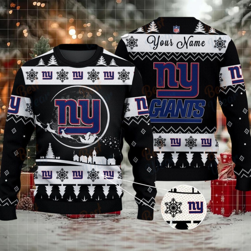 Black New York Giants NFL Ugly Christmas Sweater Name Customized Black New York Giants NFL Ugly Christmas Sweater Name Customized