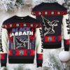 Black Sabbath The Death Skeleton Holding Candy Crane Gift For Fans Ugly Christmas Sweater Black Sabbath The Death Skeleton Holding Candy Crane Gift For Fans Ugly Christmas Sweater