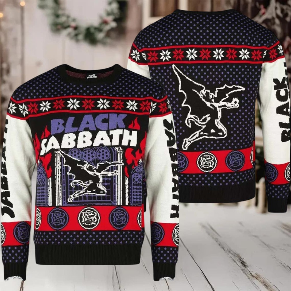 Black Sabbath Signature Henry the Winged Demon Knitted Bravado Ugly Christmas Sweater Black Sabbath Signature Henry the Winged Demon Knitted Bravado Ugly Christmas Sweater