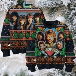 Bon Jovi Band Photo Retro Style Ugly Christmas Sweater