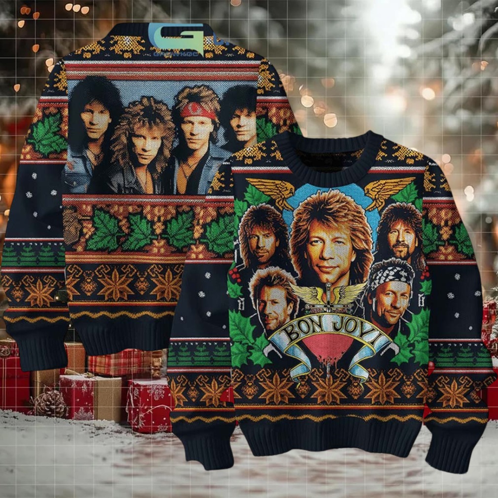 Bon Jovi Band Photo Retro Style Ugly Christmas Sweater