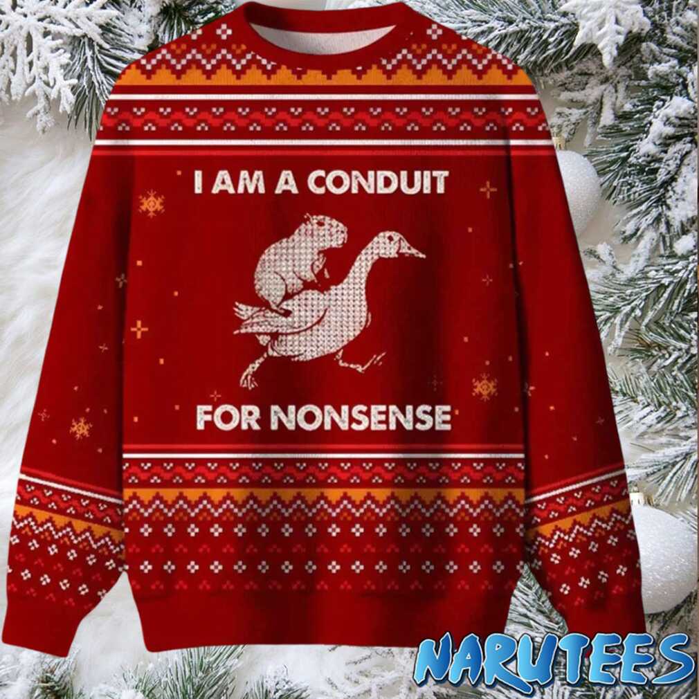 Capybara I Am A Conduit For Nonsense Ugly Christmas Sweater