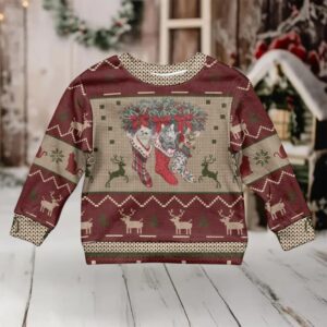 Cat And Sock Christmas Kid Ugly Christmas Sweater Xmas Holiday Patterns