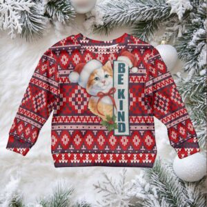 Cat Be Kind Christmas Kid Ugly Christmas Sweater Xmas Holiday Patterns