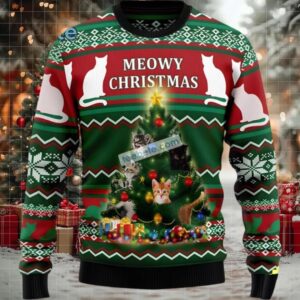 Cat Dad Meowy Christmas Best Ugly Christmas Sweaters