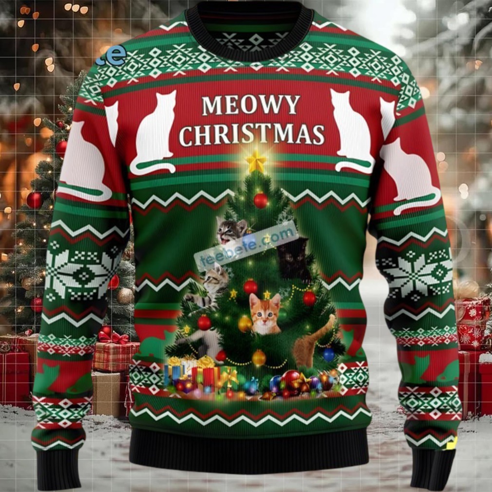 Cat Dad Meowy Christmas Best Ugly Christmas Sweaters