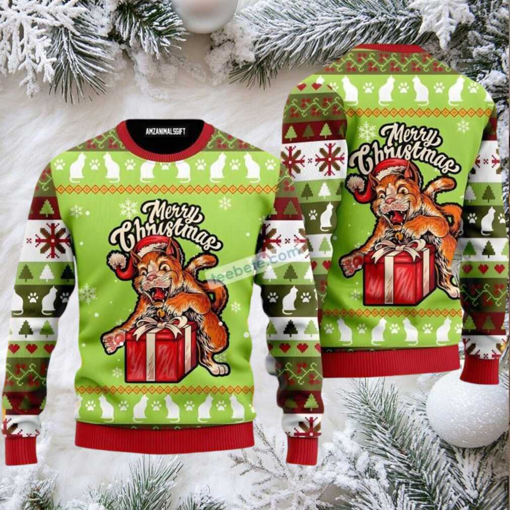 Cat Dad Santa Merry Christmas Family Xmas Ugly Sweaters