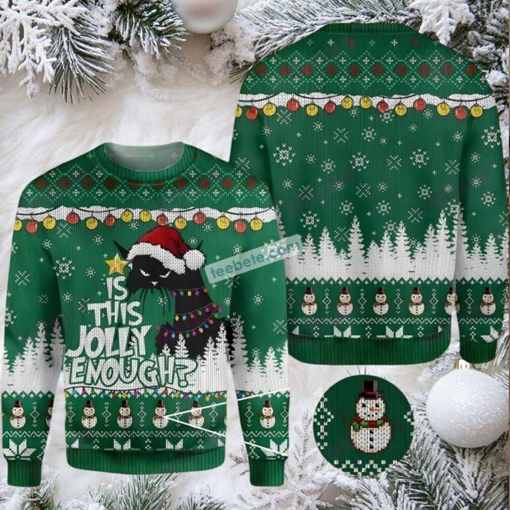 Cat Is This Jolly Enough Vintage Ugly Christmas Sweaters