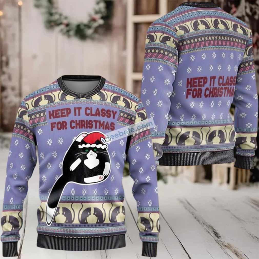 Cat Keep It Classy Funny Ugly Christmas Sweater Cat Keep It Classy Funny Ugly Christmas Sweater