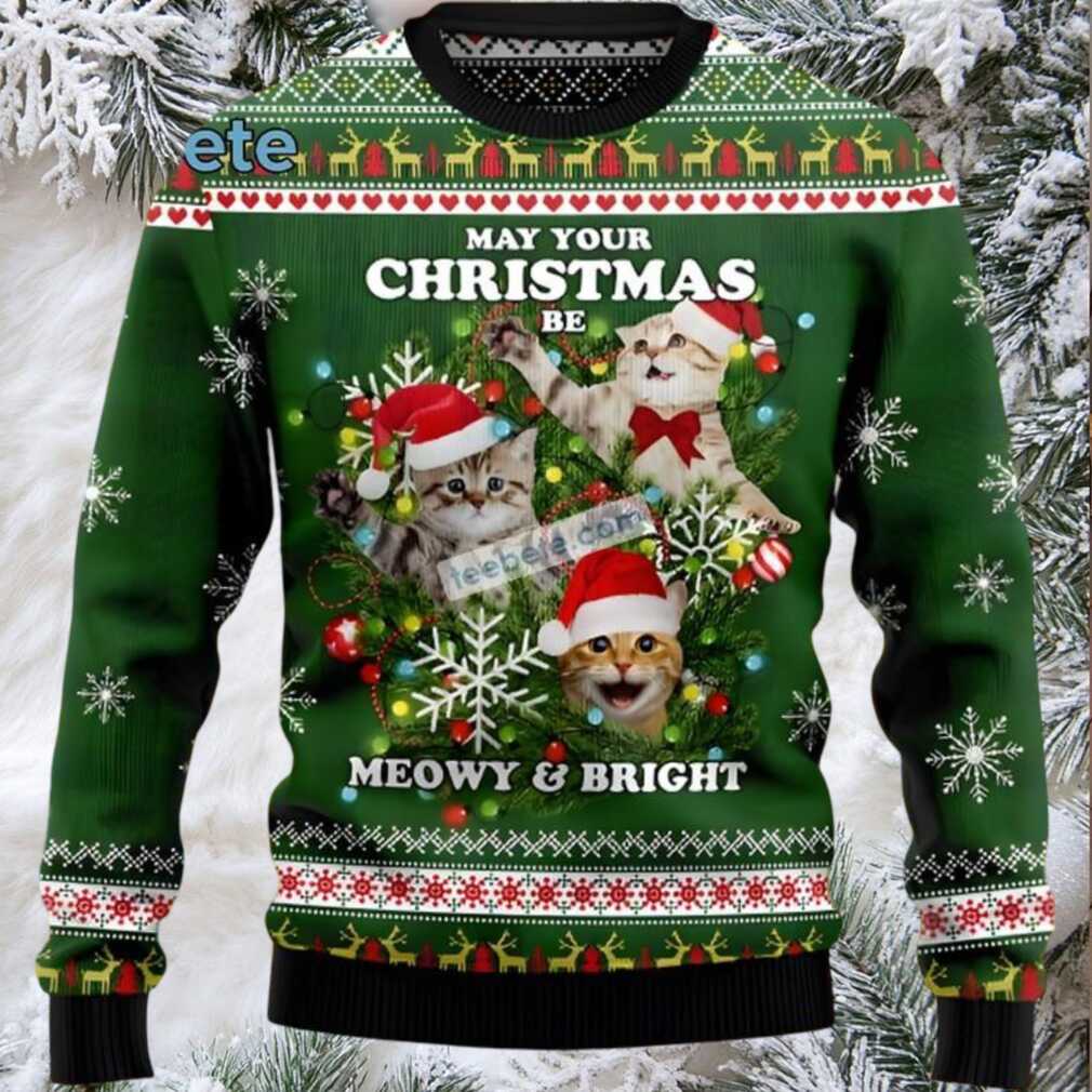 Cat May Your Christmas Be Merry Ugly Sweater