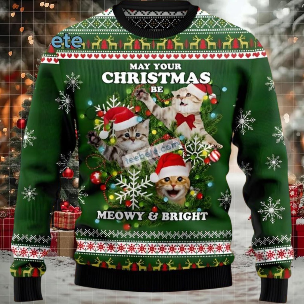 Cat May Your Christmas Be Merry Ugly Sweater
