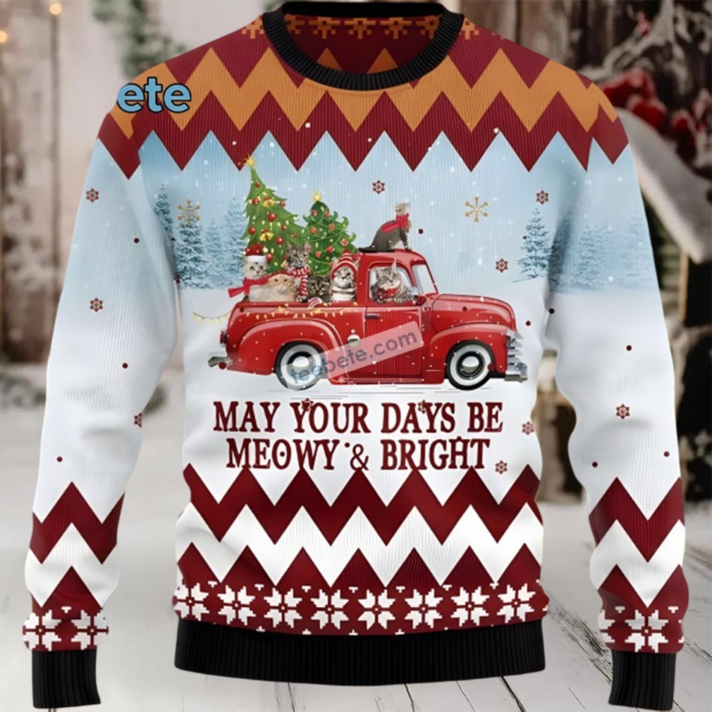 Cat May Your Days Be Meowy And Bright Family Ugly Christmas Sweaters Cat May Your Days Be Meowy And Bright Family Ugly Christmas Sweaters