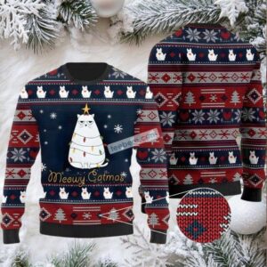 Cat Meowy Catmas Ugly Christmas Sweaters Couples
