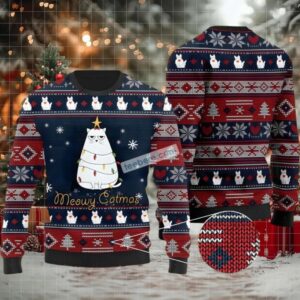Cat Meowy Catmas Ugly Christmas Sweaters Couples