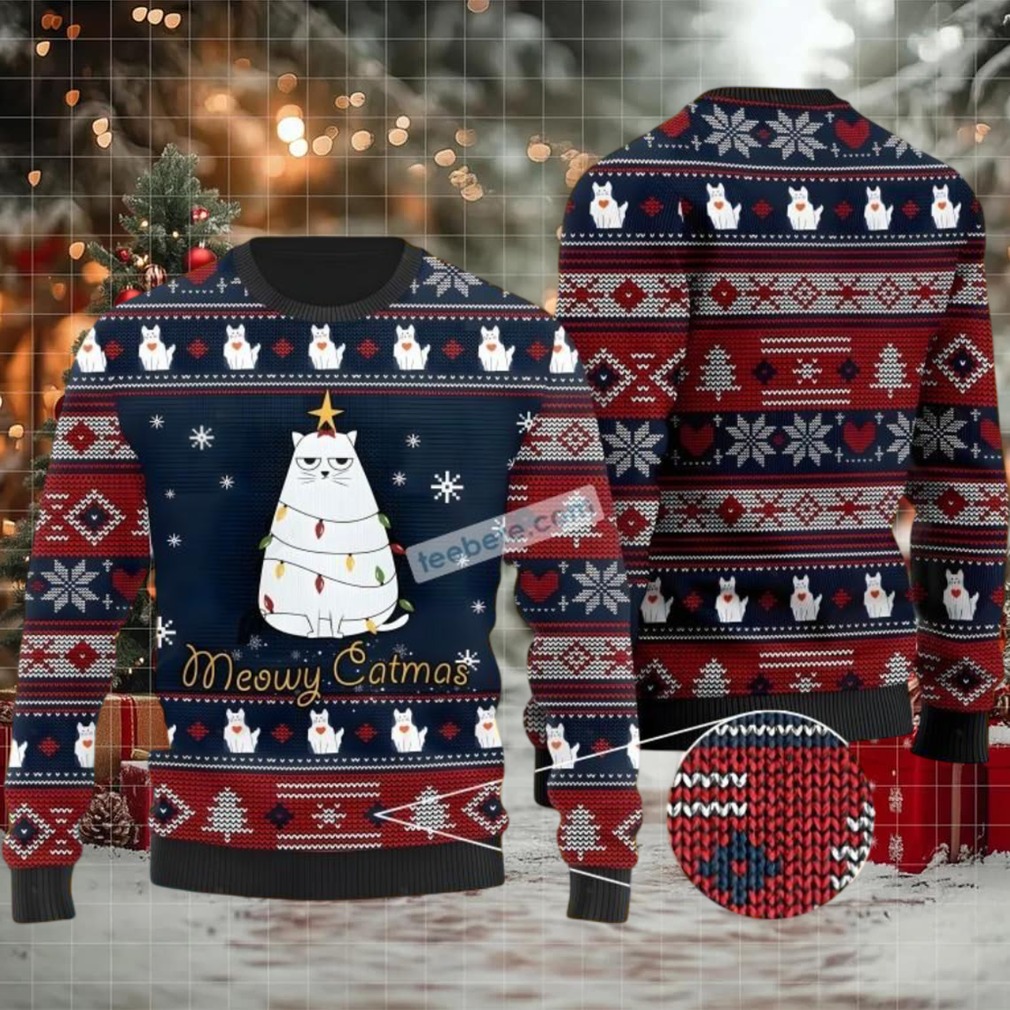Cat Meowy Catmas Ugly Christmas Sweaters Couples