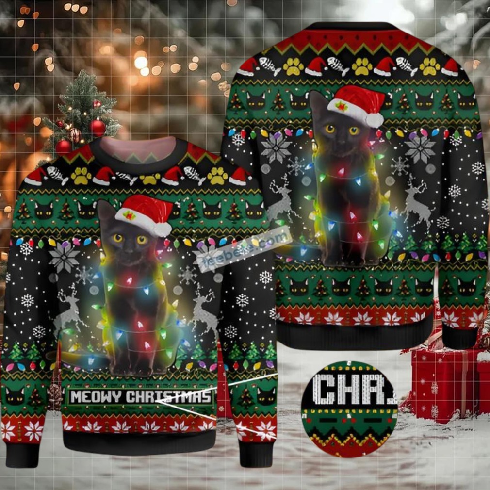 Cat Meowy Christmas Ugly Christmas Sweatshirt Womens