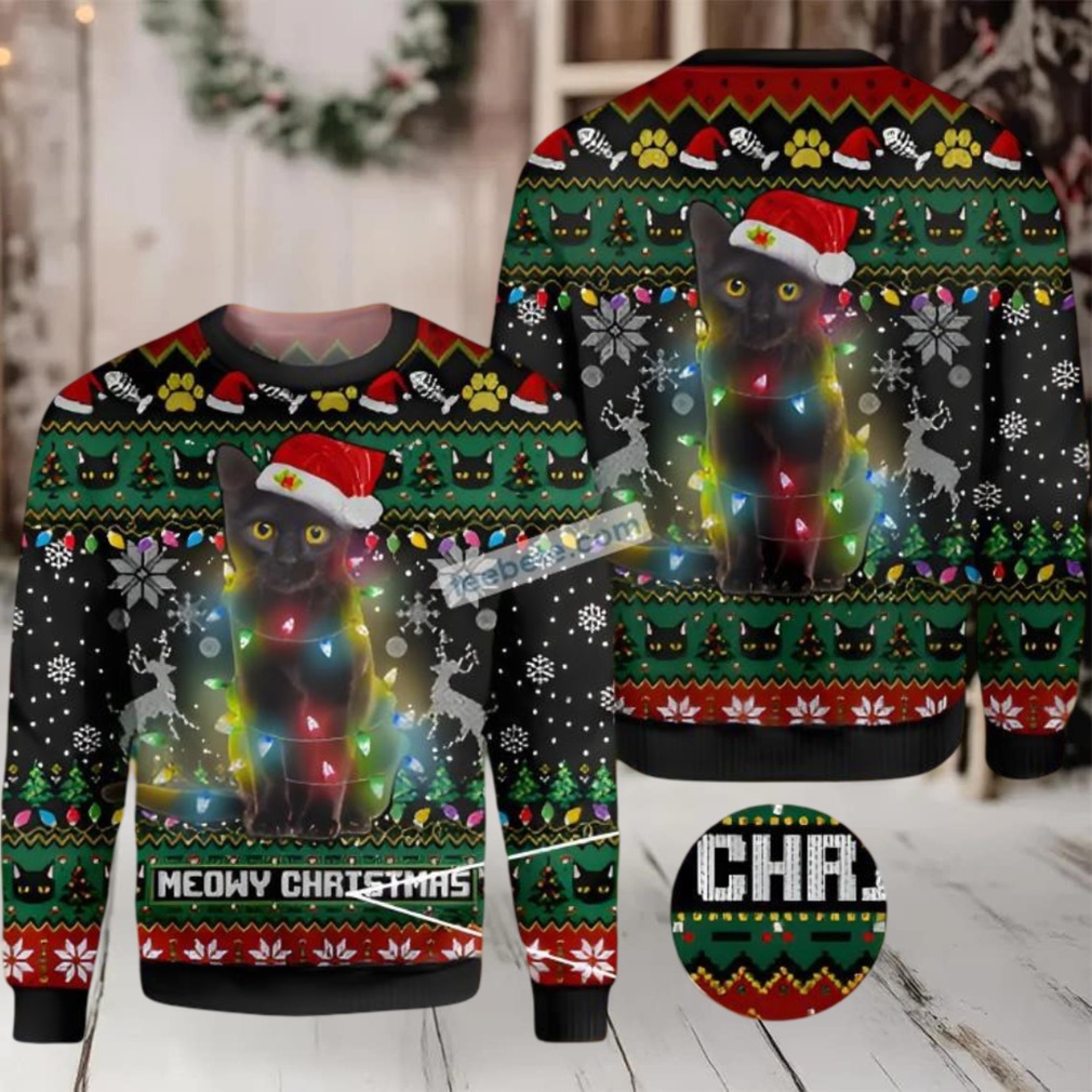 Cat Meowy Christmas Ugly Christmas Sweatshirt Womens Cat Meowy Christmas Ugly Christmas Sweatshirt Womens