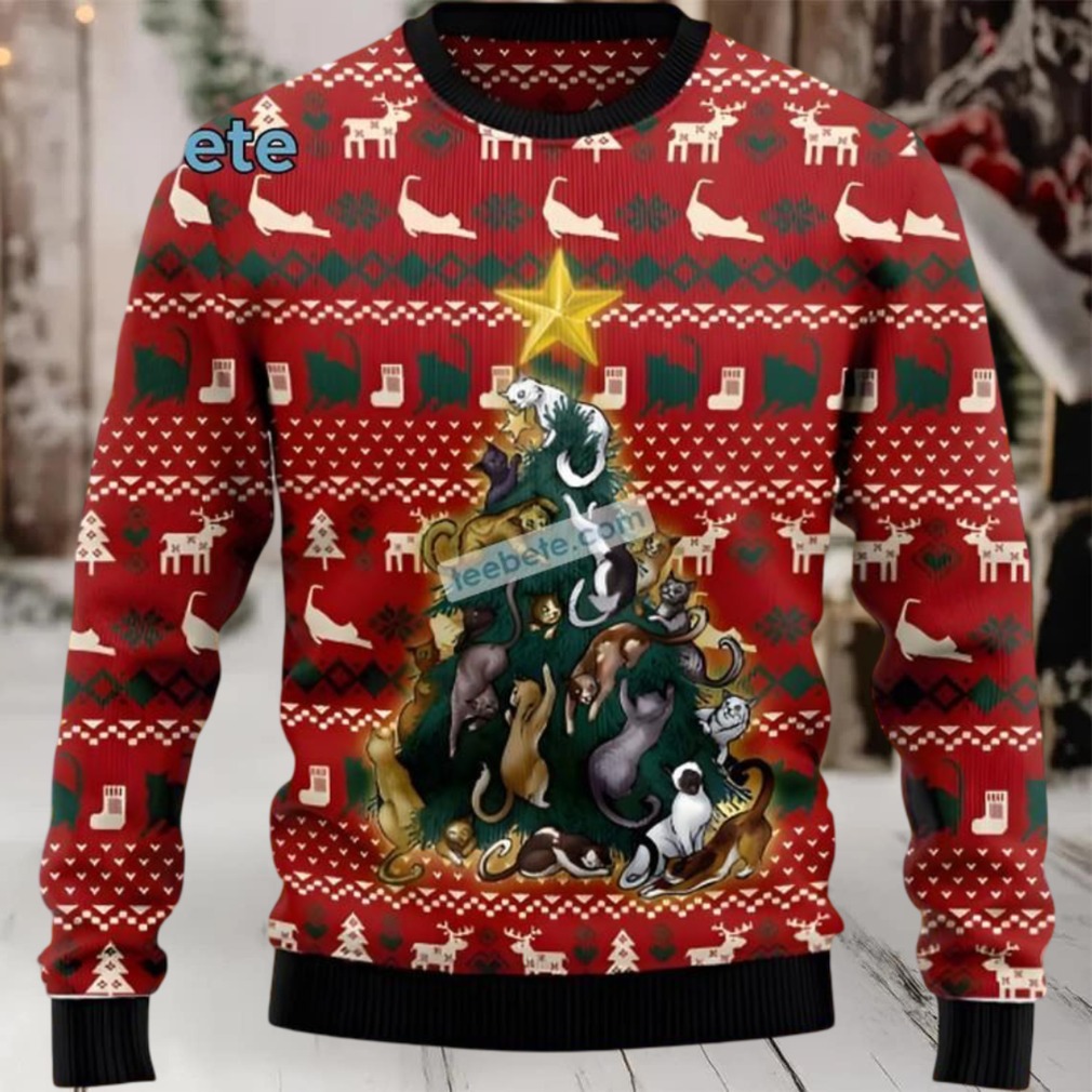Cat Naughty Pine Tree Xmas Ugly Sweater Party Cat Naughty Pine Tree Xmas Ugly Sweater Party