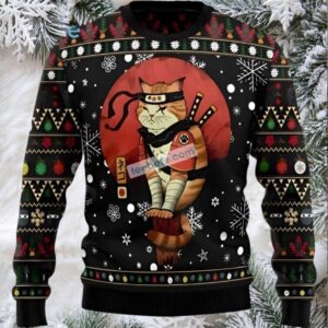 Cat Ninja Dad Christmas Vacation Ugly Sweater