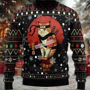 Cat Ninja Dad Christmas Vacation Ugly Sweater