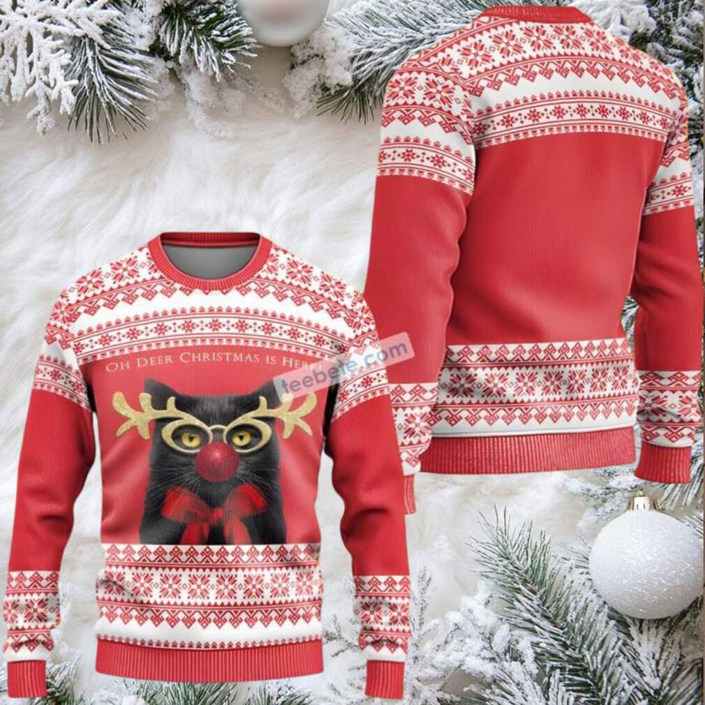 Cat Oh Deer Christmas Is Here Matching Ugly Christmas Sweaters Cat Oh Deer Christmas Is Here Matching Ugly Christmas Sweaters