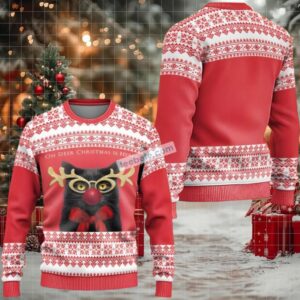 Cat Oh Deer Christmas Is Here Matching Ugly Christmas Sweaters