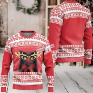 Cat Oh Deer Christmas Is Here Matching Ugly Christmas Sweaters