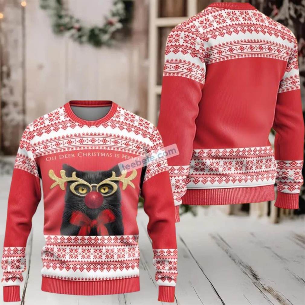 Cat Oh Deer Christmas Is Here Matching Ugly Christmas Sweaters Cat Oh Deer Christmas Is Here Matching Ugly Christmas Sweaters