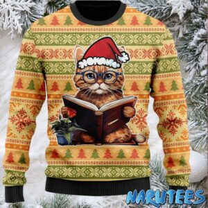Cat Reading Ugly Christmas Sweater