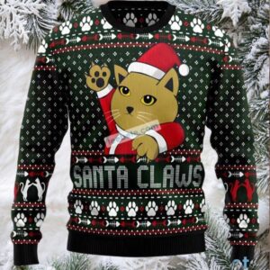 Cat Santa Claws Vintage Ugly Christmas Sweater