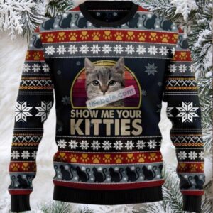 Cat Show Me Your Kitties Crazy Ugly Christmas Sweaters