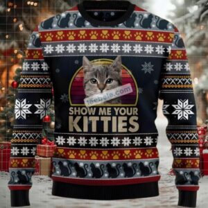 Cat Show Me Your Kitties Crazy Ugly Christmas Sweaters