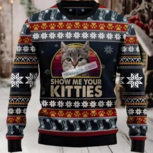 Cat Show Me Your Kitties Crazy Ugly Christmas Sweaters