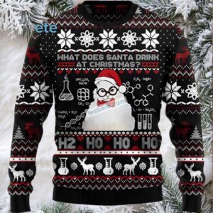 Cat What Does Santa Drink At Christmas Big And Tall Ugly Christmas Sweaters