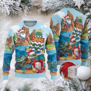Cayman Islands Christmas Ugly Christmas Sweater Santa Claus Turtle Beachy Xmas