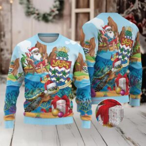 Cayman Islands Christmas Ugly Christmas Sweater Santa Claus Turtle Beachy Xmas