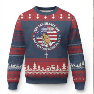 Charlie Kirk Memorial Ugly Christmas Sweater Retro American Flag