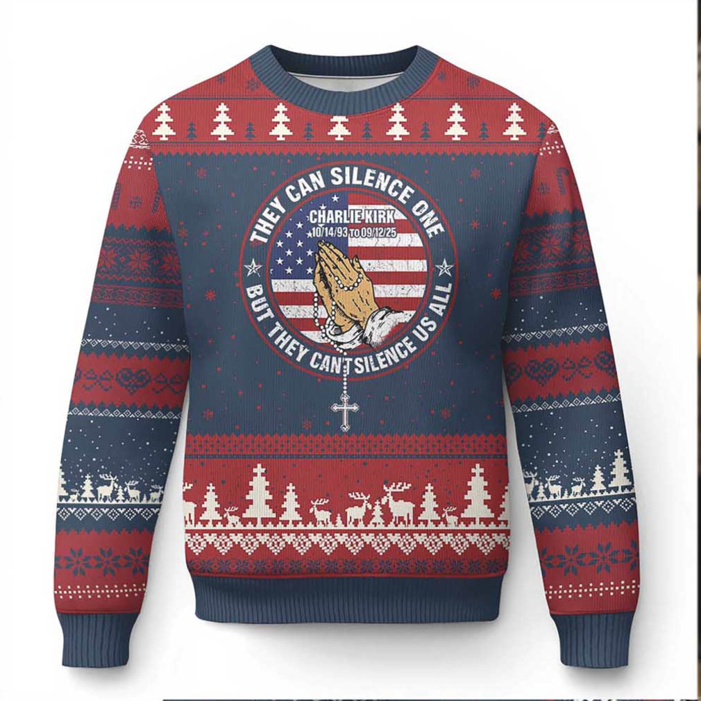 Charlie Kirk Memorial Ugly Christmas Sweater Retro American Flag