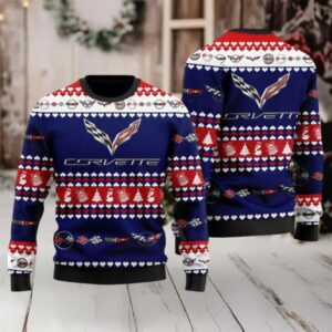 Chevrolet Corvette Merry Christmas Blue Ugly Sweater