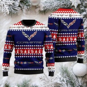 Chevrolet Corvette Merry Christmas Blue Ugly Sweater