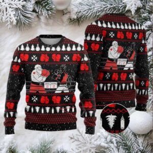 Christmas Boxing Santa And Krampus Ugly Christmas Sweater Xmas Holiday Patterns